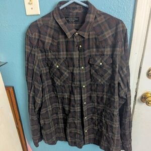 allsaints Brown Plaid Button-Up Shirt